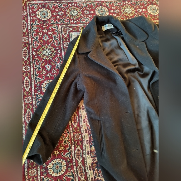 Forecaster of Boston Vintage Black Lambs Wool Long Overcoat - Picture 6 of 9